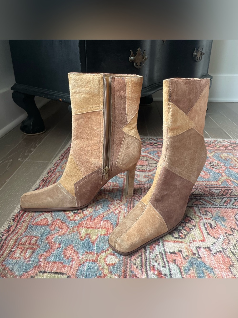 LEI Patchwork Suede Ankle Boots | Women’s Size 8.5 | Y2K | Boho | Indie
